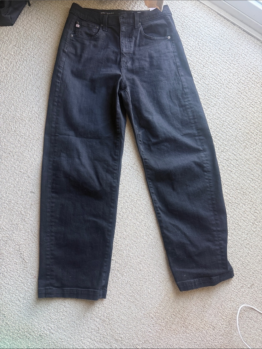 Ag Adriano Goldschmied Women's Black Relaxed Straight Jeans Barrel jeans